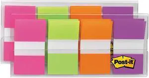 Post-it 680-PGOP2 Flags, Bright Colors, .94 in. Wide, 80/On-the-Go Dispenser, 2 Disp/Pack