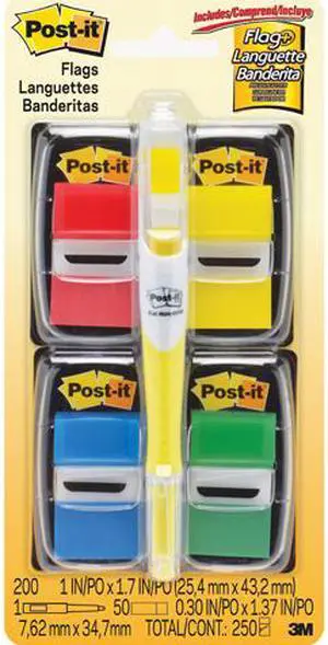 Post-it 680-RYBGVA Flags Value Pack with Flag Pen Primary Colours, 25 x 43mm