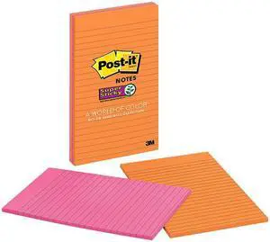 Post-it 5845-SSUC Super Sticky Notes, 5 in x 8 in, Rio de Janeiro Collection, Lined, 4 Pads/Pack