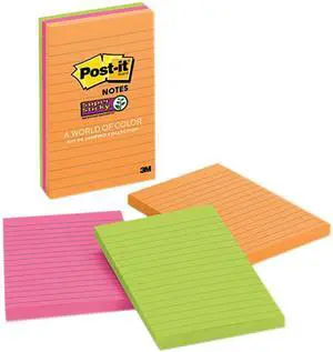 Post-it 660-3SSUC Super Sticky Lined Notes, Rio De Janeiro 101x152mm 3/pk