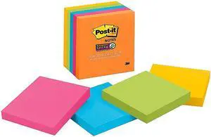 Post-it 654-5SSUC Super Sticky Notes, 3 in x 3 in, Rio de Janeiro Collection, 5 Pads/Pack