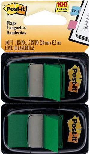 3M 680-GN2 Standard Page Flags in Dispenser 1in Wide, Green 100 Flags