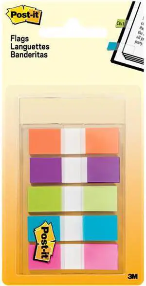 Post-it 683-5CB2 Page Flags in Portable Dispenser, 5 Bright Colors, 5 Dispensers, 20 Flags/Color