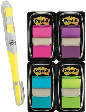 Post-it 680-PPBGVA Page Flag Value Pack, Assorted Colors, 200 Flags & Highlighter W/50 Flags