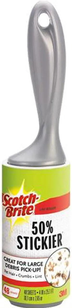 Scotch-Brite 830RS-48 50% Stickier Lint Roller, 4 in x 25.1 ft (10.1 cm x 7.65 m), 6 Rollers per Case