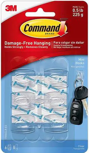Command 17006CLR-ES Clear Mini Hooks