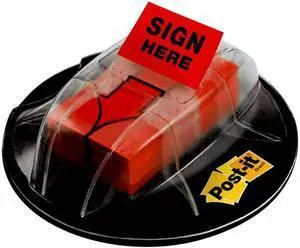 Post-it 680-HVSHR Message Flags, "Sign Here", Red, 1-Inch Wide, 200/Desk Grip Dispenser, 1-Dispenser/Pack