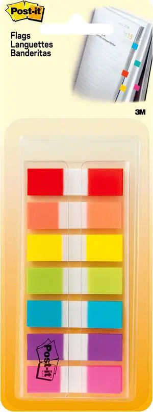 Post-it 6837CF Flags in On-the-Go Dispenser, Self-stick, Assorted, 189CT