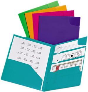 Oxford ESS99837 Divide It Up Four-Pocket Poly Folder, 11.00" x 8.50", Assorted