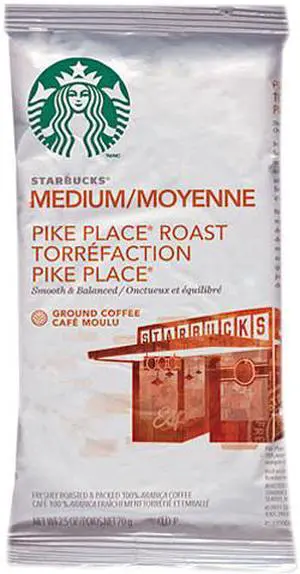 Starbucks 11018197 Coffee, Pike Place, 2.5oz, 18/Box