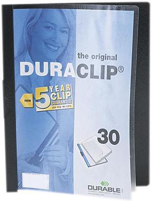 Durable 220301 DuraClip Report Cover w/Clip, Letter, Holds 30 Pages, Clear/Black