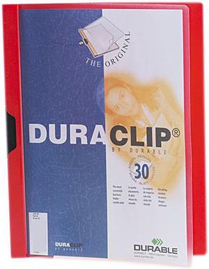 Durable 220303 DuraClip Report Cover w/Clip, Letter, Holds 30 Pages, Clear/Red