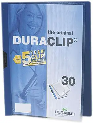 Durable 220307 DuraClip Report Cover w/Clip, Letter, Holds 30 Pages, Clear/Dark Blue