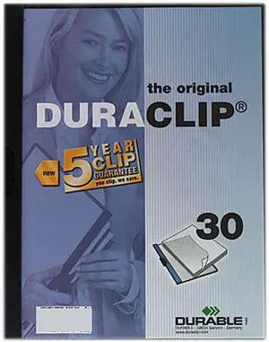 Durable 616528230180 DuraClip Report Cover w/Clip, Letter, Holds 30 Pages, Clear/Navy Blue