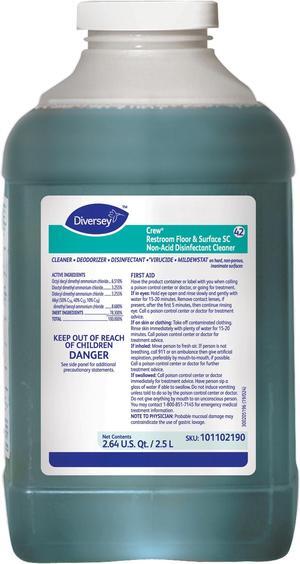 Diversey Crew Restroom Disinfectant Cleaner - 84.5 fl oz (2.6 quart) - Fresh ScentBottle - 2 / Carton  101102190