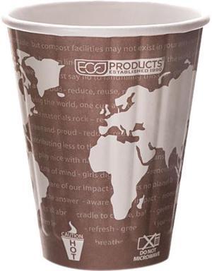 Eco-Products EP-BNHC8-WD 8.00 oz World Art Insulated Hot Cups - Maroon - 800/Carton
