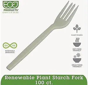 Eco-Products EP-S002PK 7.00" Plant Starch Fork Convenience Pack - Cream - 50 / pack Eco-Products EP-S002PK 7.00" Plant Starch Fork Convenience Pack - Cream - 50 / pack