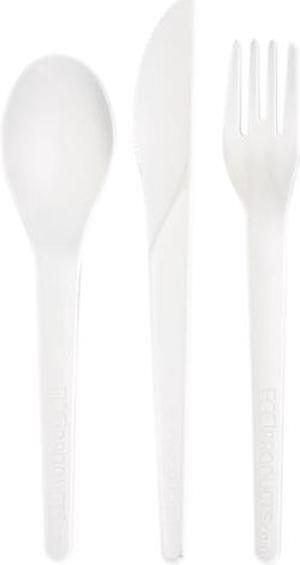 Eco-Products EP-S015 6" Renewable Plant-Based Plastic Plantware Compostable Cutlery Kits - White - 250/Case