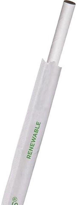 Eco-Products EP-STP76-WHT 7.75in Jumbo Paper Straw, Wrapped, White, 6mm Diameter
