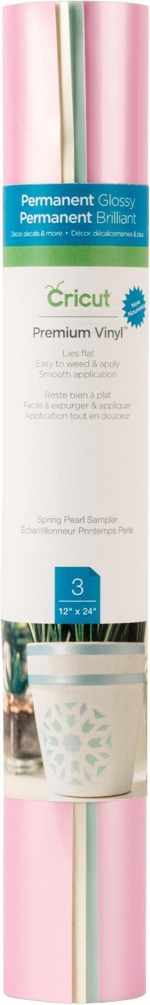 Cricut Premium Vinyl Pearl Metallic Sampler, Spring - Permanent -  12" x 24" - 3 Sheet - Pink, Ivory, Mint - Vinyl  2005221