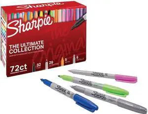 Sharpie 1983254 Permanent Markers Ultimate Collection, Fine; Ultra Fine, Assorted, 72/Set