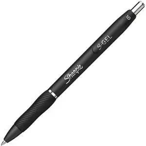 Sharpie 2096149 S-Gel Retractable Gel Pen, Bold 1 mm, Black Ink, Black Barrel, Dozen