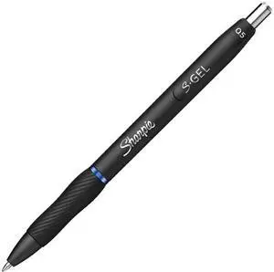 Sharpie 2096146 S-Gel Retractable Gel Pen, Fine 0.5 mm, Blue Ink, Black Barrel, Dozen