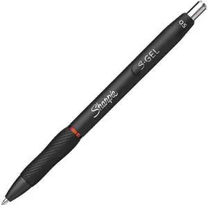 Sharpie 2096166 S-Gel Retractable Gel Pen, Fine 0.5 mm, Red Ink, Black Barrel, Dozen