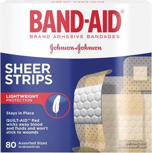 Band-Aid 111713400 Tru-Stay Sheer Strips Adhesive Bandages, Assorted, 80/Box