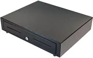 APG Vasario Series Standard Duty Cash Drawer, 19” x 15”, Dual Media Slots, Multipro 24V, Fixed 5X5 Till, Painted Front, Black, Requires Cable - VB320-BL1915