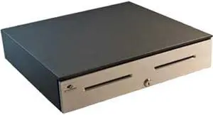 APG Series 4000 Heavy Duty Cash Drawer, 18” x 16”, Dual Media Slots, Multipro 24V, Fixed 5x5 Till, Requires Cable, Stainless Steel Front, Black - JD320-BL1816
