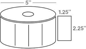 Wasp 633808402525 Thermal Transfer Labels, 2.25" x 1.25", 5"OD, 1900 Labels/Roll - 1 Case (4 Rolls)