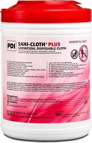 PDI Sani-Cloth Plus Germicidal Disposable Cloth - 160/Canister - 12/Carton   Q89072CT