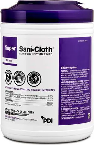 PDI Super Sani-Cloth Germicidal Disposable Wipe - 160/Can - 12/Carton Q55172CT