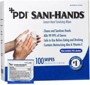 PDI Sani-Hands Instant Hand Sanitizing Wipes - 100 Per Box - 10 Box/Carton D43600CT