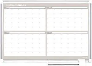 Bi-Silque GA03105830 MasterVision 4 Month Planner, 36x24, Aluminum Frame