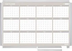 Bi-Silque GA03106830 MasterVision 12 Month Year Planner, 36x24, Aluminum Frame