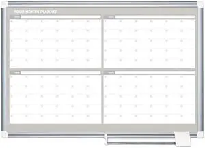 Bi-Silque GA05105830 MasterVision 4 Month Planner, 48x36, White/Silver