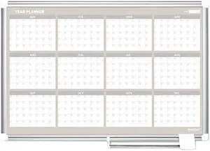 Bi-Silque GA05106830 MasterVision 12 Month Planner, 48x36, Aluminum Frame