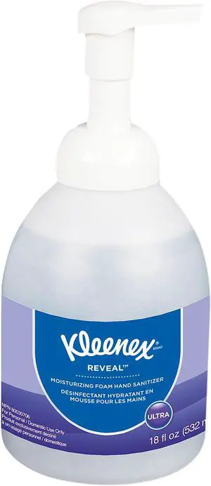 Kleenex 45826EA Reveal Ultra Moisturizing Foam Hand Sanitizer, 18 oz Bottle, Clear