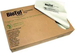 Heritage Y7658TE R01 Biotuf Compostable Can Liners, 60 gal, 0.9 mil, 38" x 58", Green, 100/Carton
