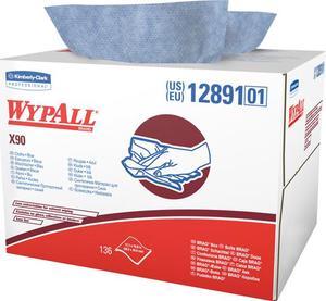 WypAll X90 Extended Use Cloths (12891), Reusable Wipes BRAG BOX, Blue Denim, 1 Box / Case, 136 Sheets / Box