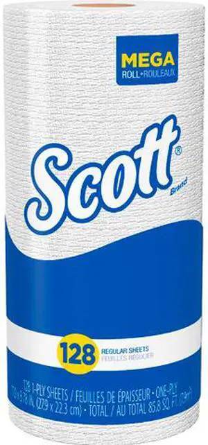 Scott Kitchen Paper Towels (41482) with Fast-Drying Absorbency Pockets, Perforated Standard Paper Towel Rolls, 128 Sheets / Roll, 20 Rolls / Case Scott Kitchen Paper Towels (41482) with Fast-Drying Absorbency Pockets, Perforated Standard Paper Towel Rolls, 128 Sheets / Roll, 20 Rolls / Case