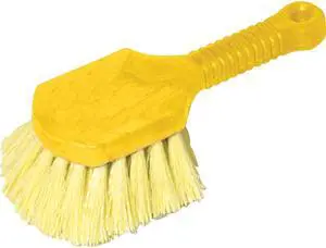 Rubbermaid 9B29CT Long Handle Scrub, 8" Plastic Handle, Gray Handle w/Yellow Bristles