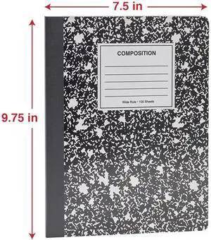 Universal UNV20930 Composition Book, Wide/Legal Rule, Black Marble Cover, 9.75 x 7.5, 100 Sheets