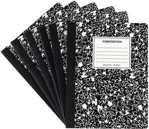 Universal UNV20946 Composition Book, Medium/College Rule, Black Marble, 9.75 x 7.5, 100 Sheets, 6/Pack