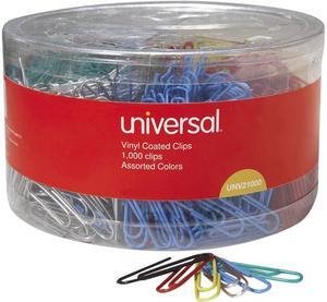 Universal UNV21000 Plastic-Coated Paper Clips, Small (No. 1), Assorted Colors, 1,000/Pack