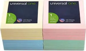 Universal UNV35619 Fan-Folded Self-Stick Pop-Up Notes, 3 x 3, 4 Assorted Pastel, 100-Sheet, 12/PK Universal UNV35619 Fan-Folded Self-Stick Pop-Up Notes, 3 x 3, 4 Assorted Pastel, 100-Sheet, 12/PK