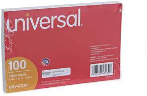 Universal UNV47230EE Ruled Index Cards, 4 x 6, White, 100/Pack