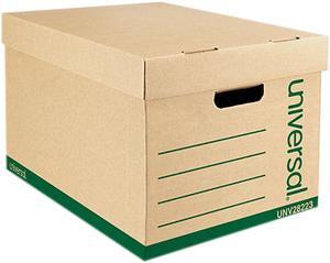 Universal 9523101 Recycled Medium-Duty Record Storage Box, Letter/Legal Files, Kraft/Green, 12/Carton